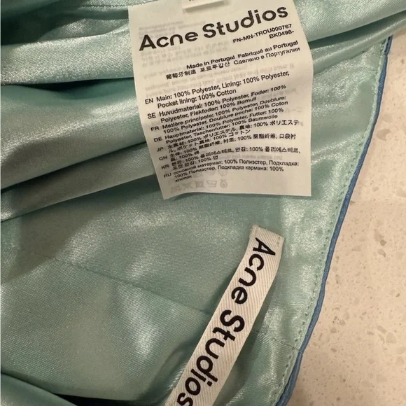 Acne Studios Satin Trousers In Azure Blue 48